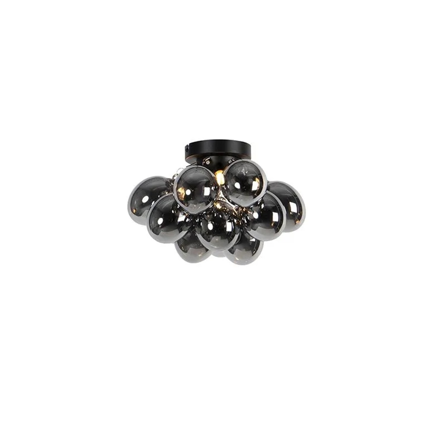QAZQA Design Deckenleuchte Schwarz mit Rauchglas 3-Licht Uvas