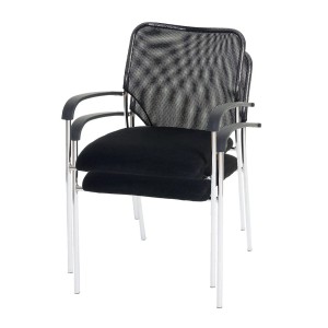 PROREGAL Besucherstuhl 2er-Set, schwarz, stapelbar. Konferenzstühle mit Stoffbezug und Metallgestell.