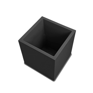 Anthrazitfarbener, doppelwandiger Ondis24 Pflanzkübel BASALT 40 aus Kunststoff mit Wasserspeicher.