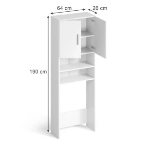 Vicco Waschmaschinenschrank Weiß 64 x 190