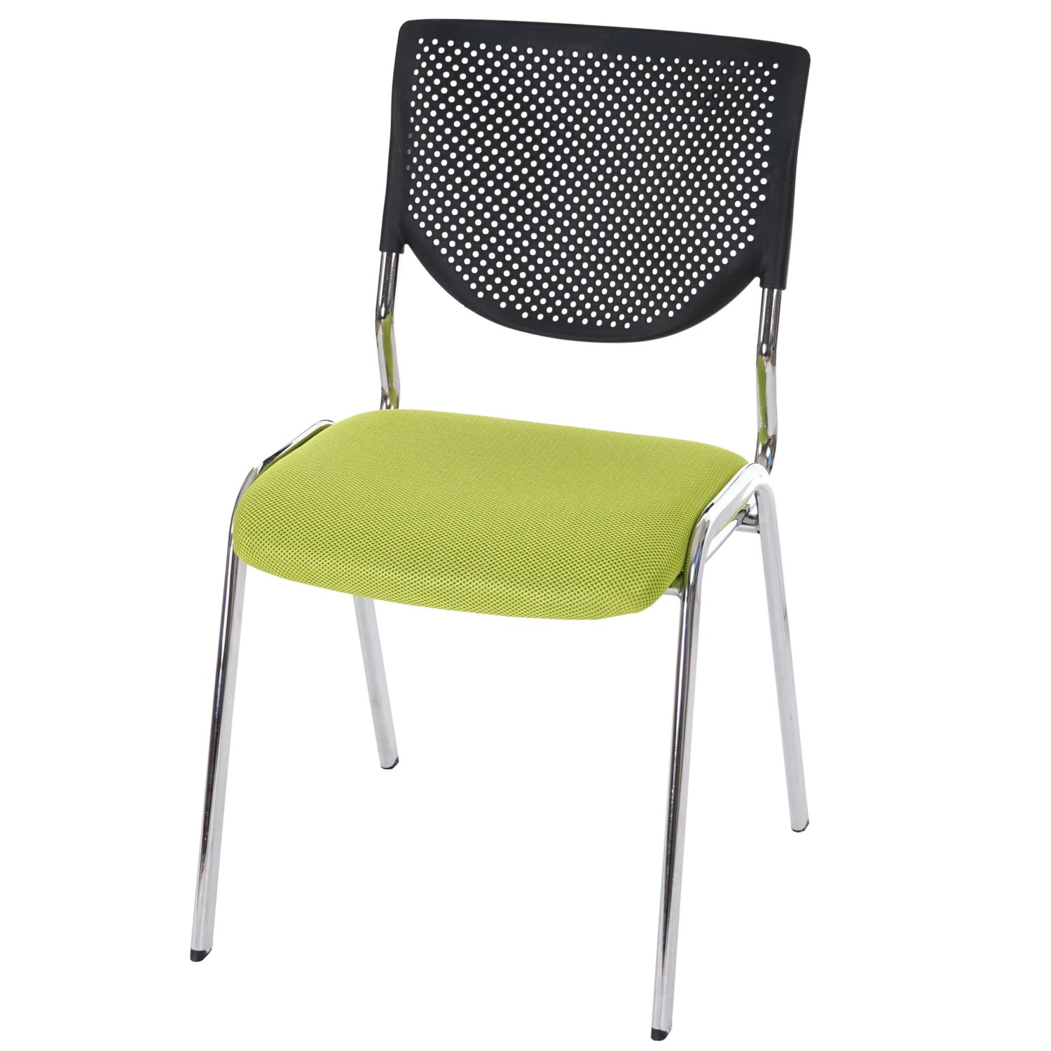 MCW Besucherstuhl T401 Stapelbar Stoff/Textil Sitz Grün Füße Chrom