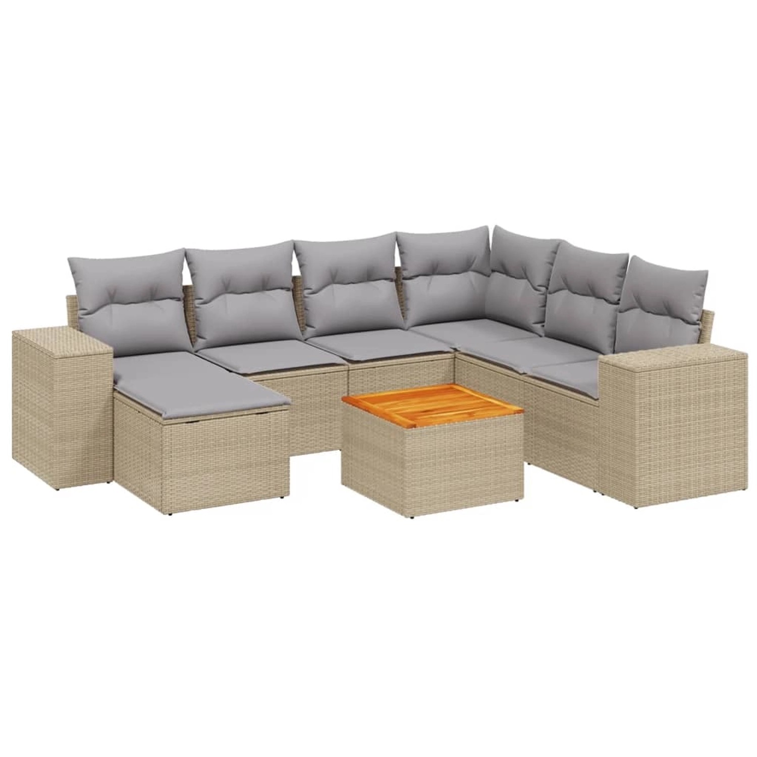 vidaXL 8-Tlg Garten-Sofagarnitur mit Kissen Beige Poly Rattan 3225562 günstig online kaufen