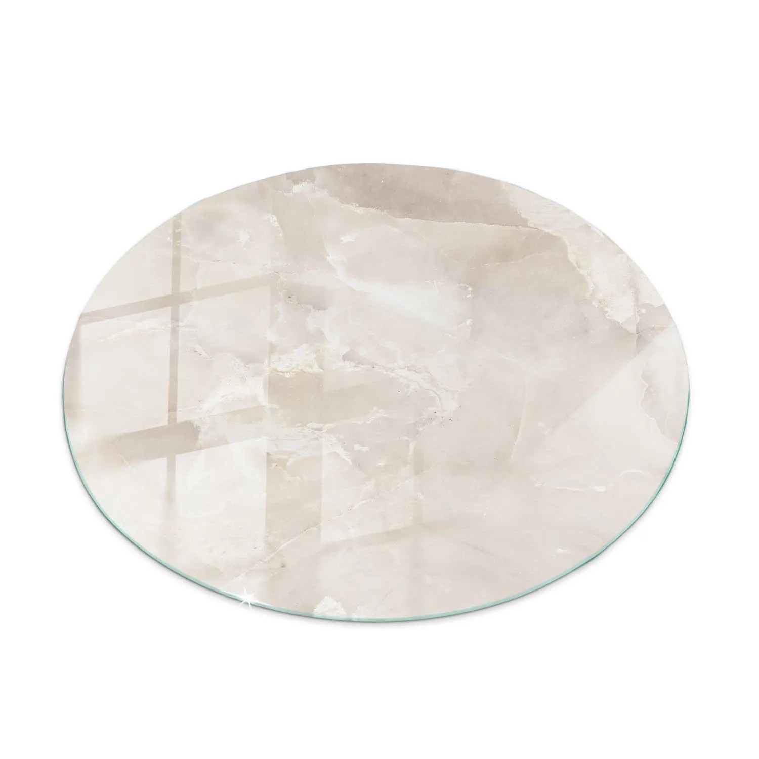 Tulup Tischplatte Marmor-Texturmuster Glastischplatte 80x80 Cm Cremig Tischplatte Runde Tischplatte Aus Glas Tischplatte Aus Glas