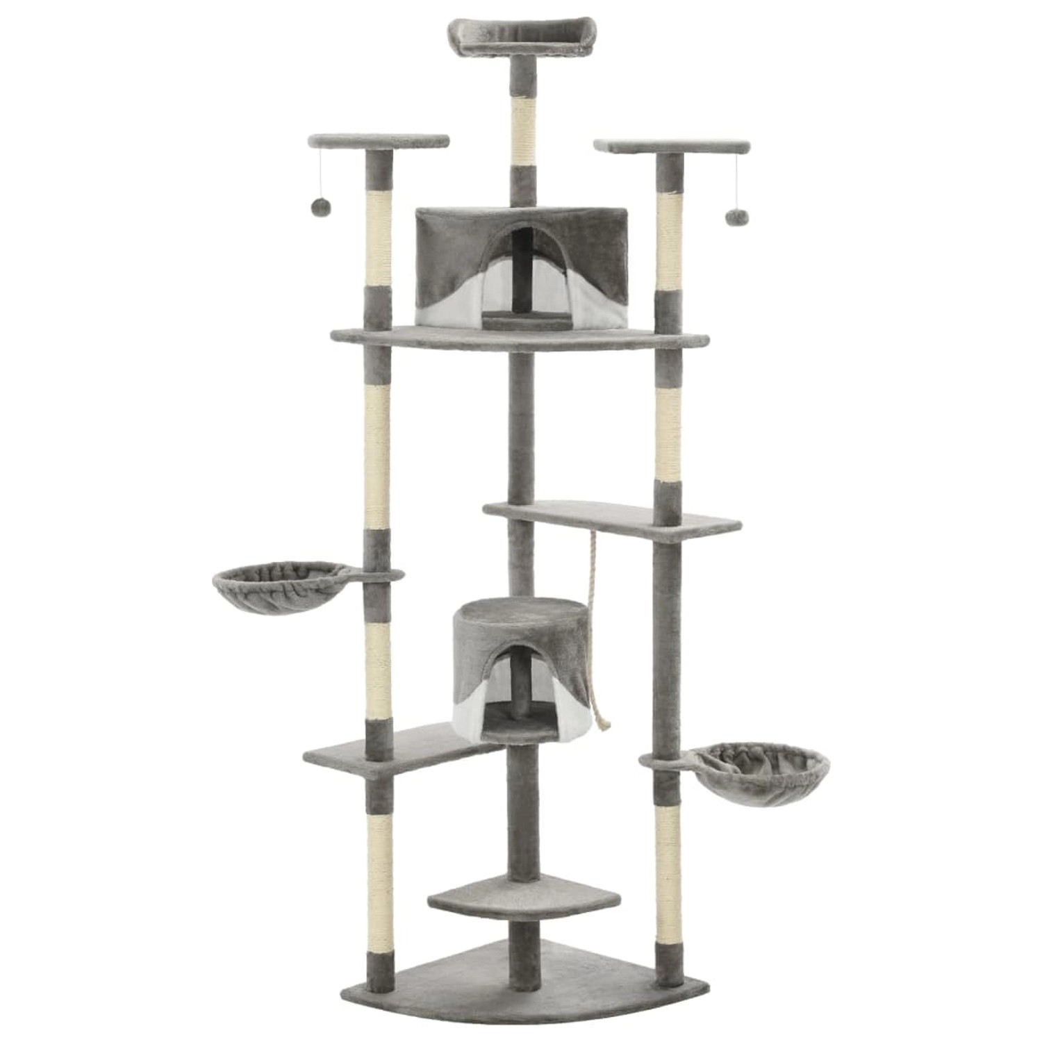 vidaXL Katzen-Kratzbaum mit Sisal-KratzSäulen 203 cm Grau und Weiß