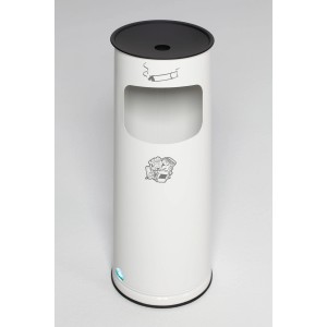 PROREGAL Klassischer Runder Kombiascher HxBxT 61 x 25 x 25 cm Verzinkter Stahl Weiß