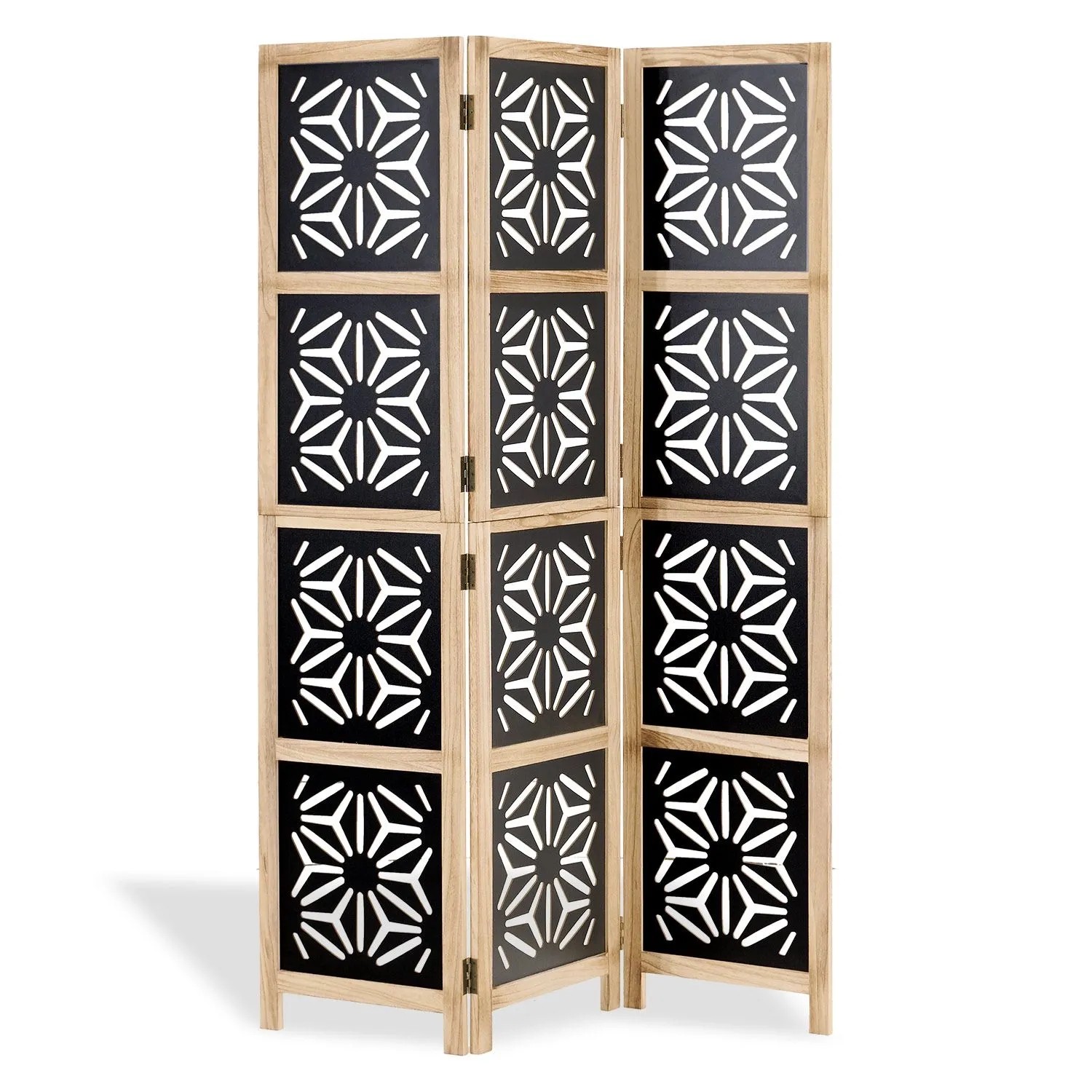 Homestyle4u 3-tlg. Paravent in Braun 120x170 cm 2015