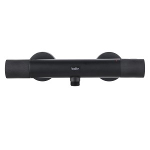 baliv Thermostat-Duscharmatur DU-2061, schwarz-matt. Armatur mit zwei Drehreglern zur Temperatur- und Wassermengenregulierung.
