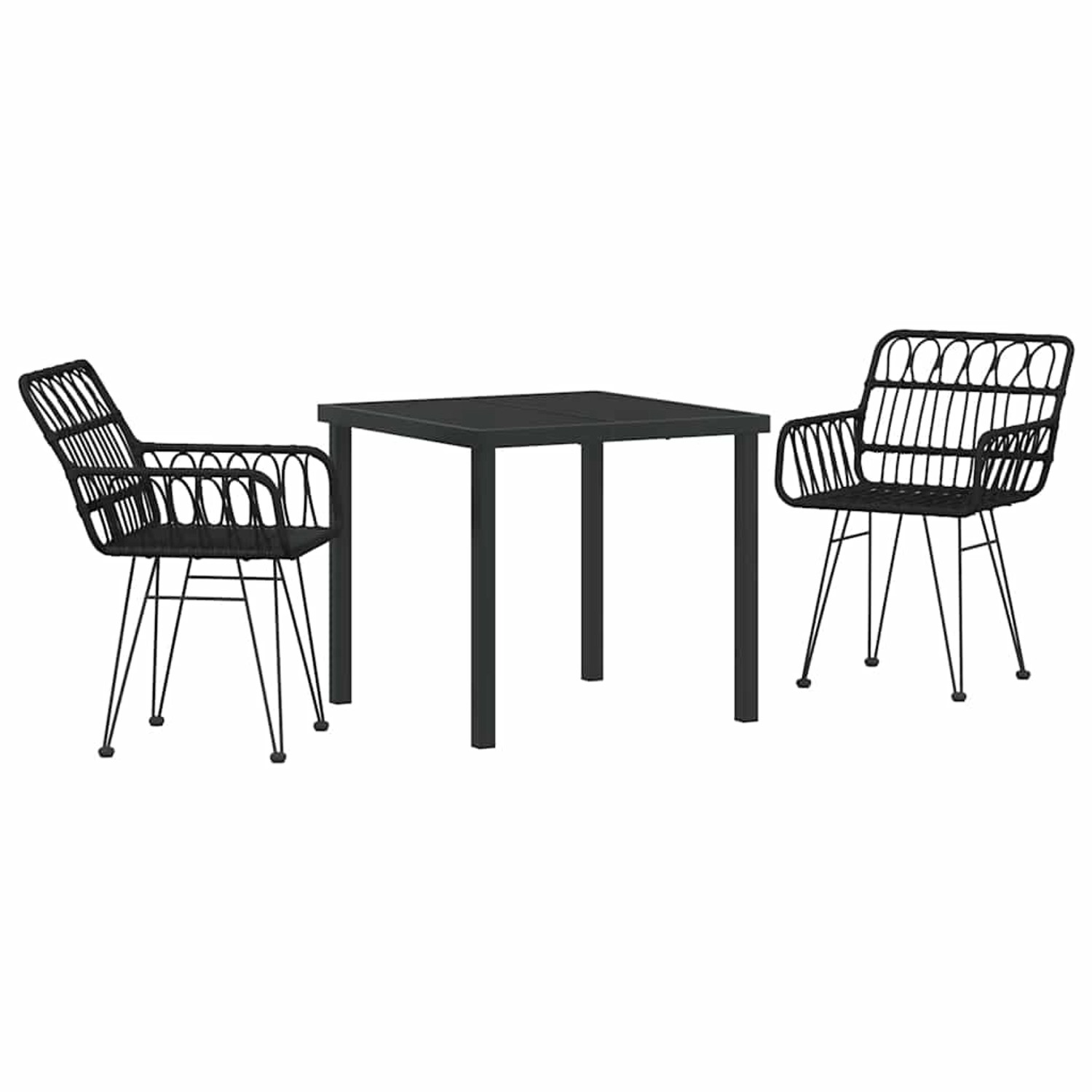 vidaXL Garten Essgruppe 3-Tlg Schwarz Poly Rattan 3379184 günstig online kaufen