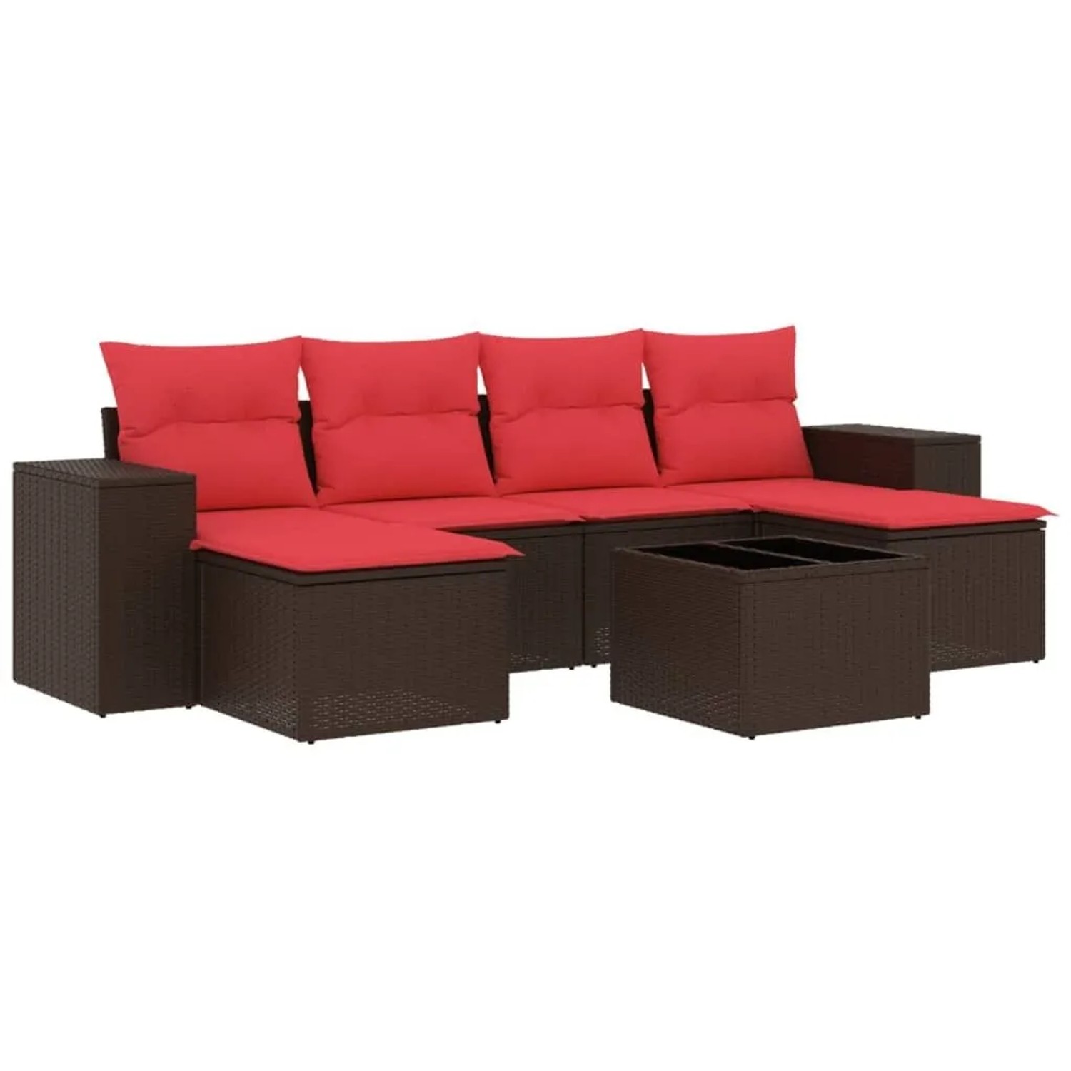 vidaXL 7-Tlg Gartensofa-Set mit Kissen Braun Polyrattan 3222933 günstig online kaufen