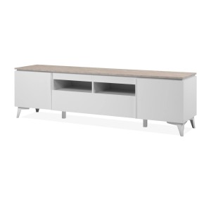 Furn.Design TV-Lowboard Weiß und Sandstein 177 cm 6 Fächer Modern Visby