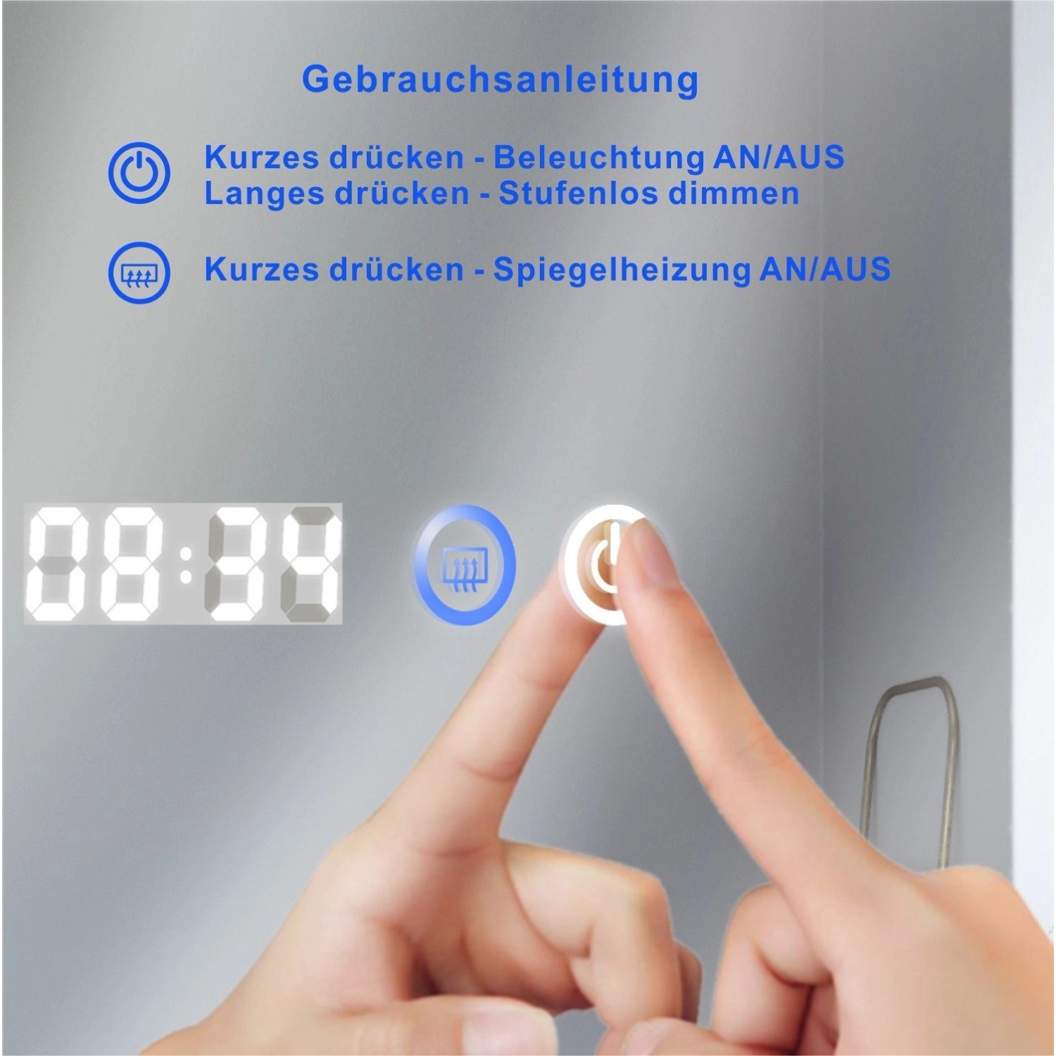 Aquabatos Rund Spiegel 80 cm LED Badspiegel mit 3-Fache Vergrößerung Badezimmerspiegel mit Beleuchtung Lichtspiegel Antibeschlag Aluminiumrahmen_4