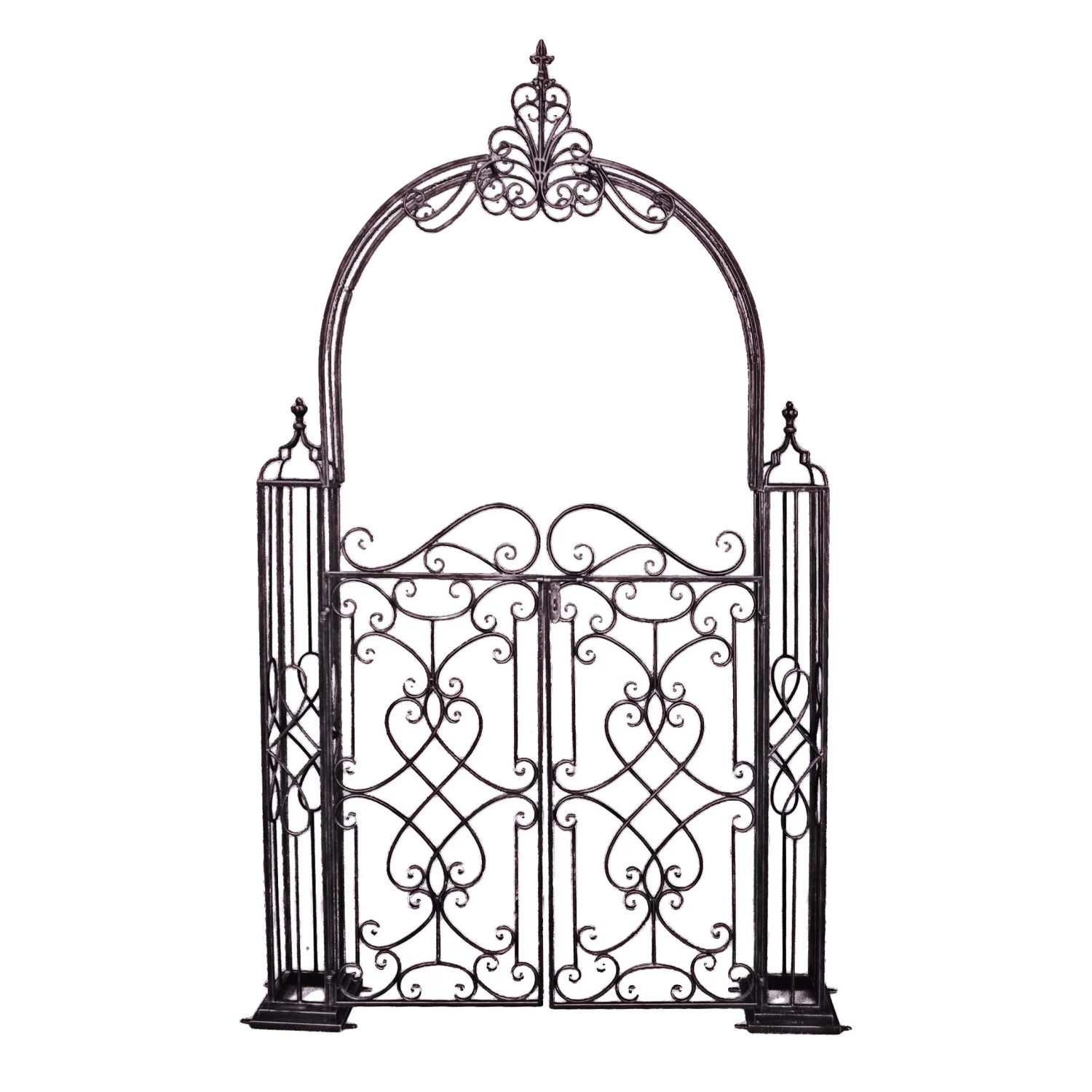 DELUKE Pforte CLARA Mit Rosenbogen Stahl Schwarz 245x150x23,5cm Eingangstor Gartentor Fußgängertor