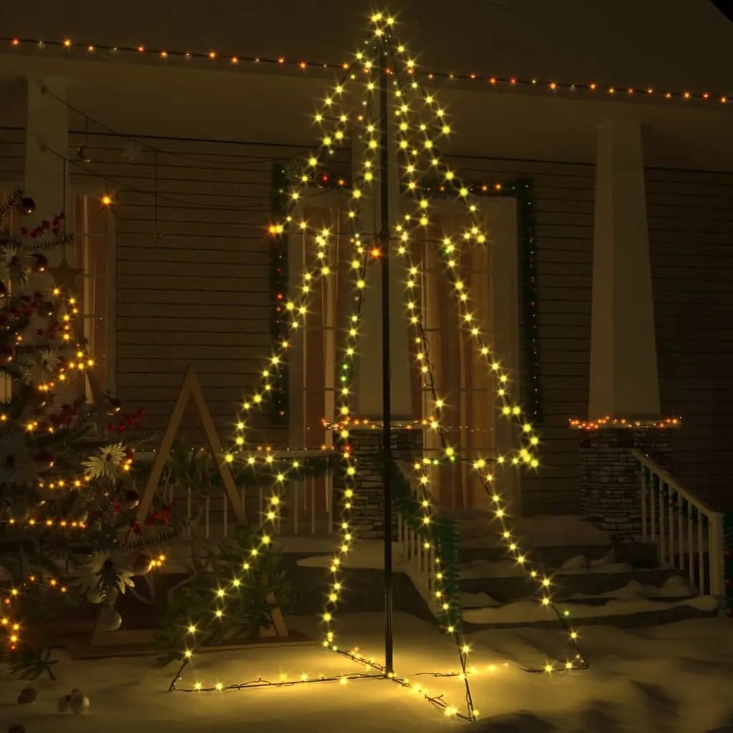 Kunstmatig Voorverlicht Kerstboom met 150 LED Zwart 150 cm PVC