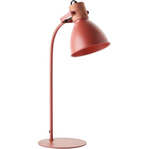 Rote Brilliant Tischleuchte Erena (52 cm) mit Holzdetails, ideal als Design-Tischlampe.
