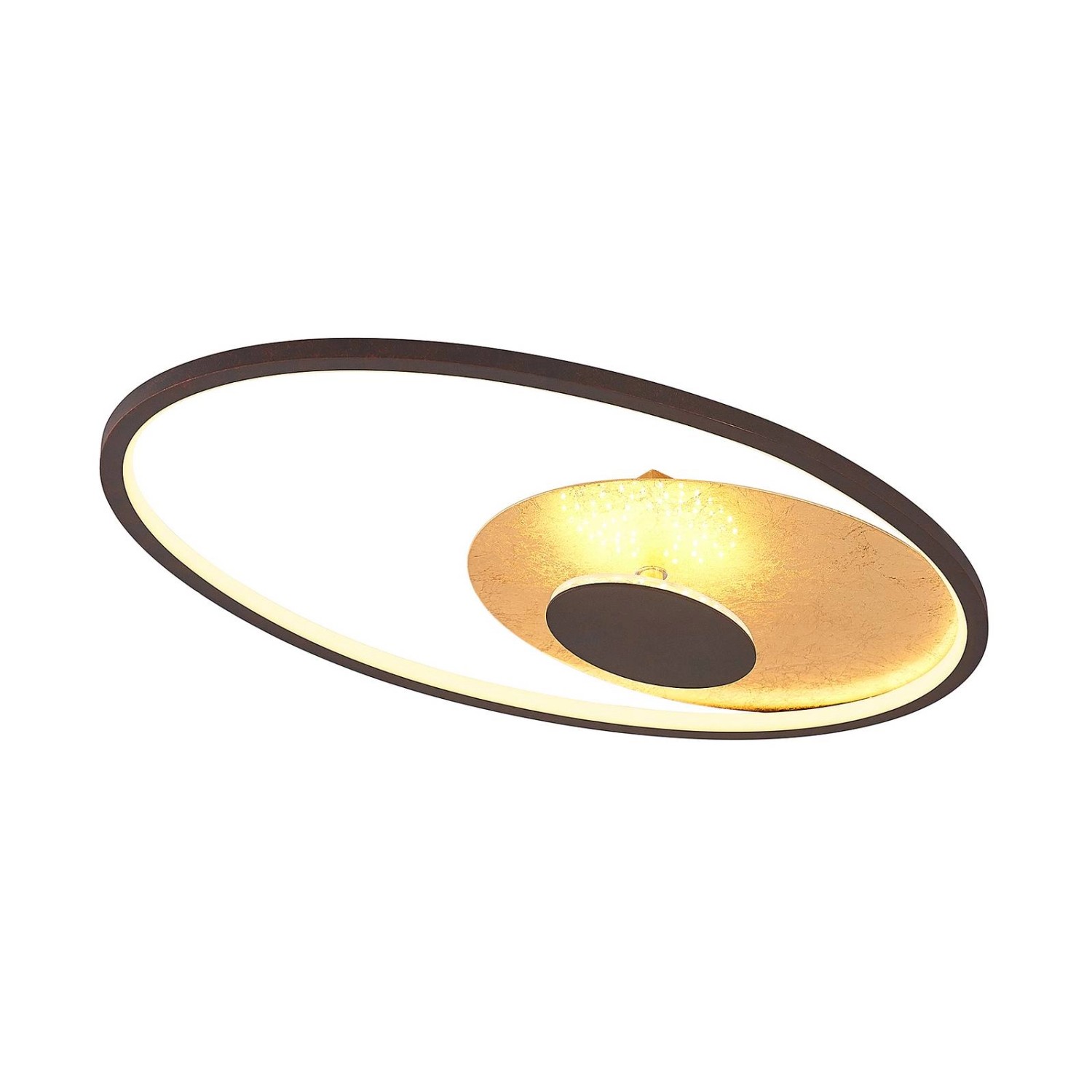 Lindby LED Deckenleuchte Feival 9639349 Dimmbar Modern in Braun aus Metall günstig online kaufen