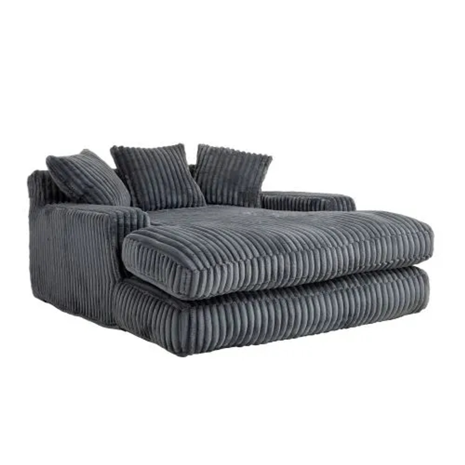 PXloue Stoffsofa Cord Bodensofa 125x155x63cm mit 3 Kissen Grau