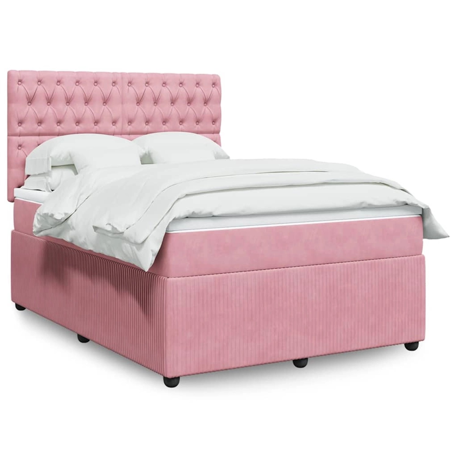 vidaXL Boxspringbett mit Matratze Rosa 140x200 cm Samt 3294669 günstig online kaufen