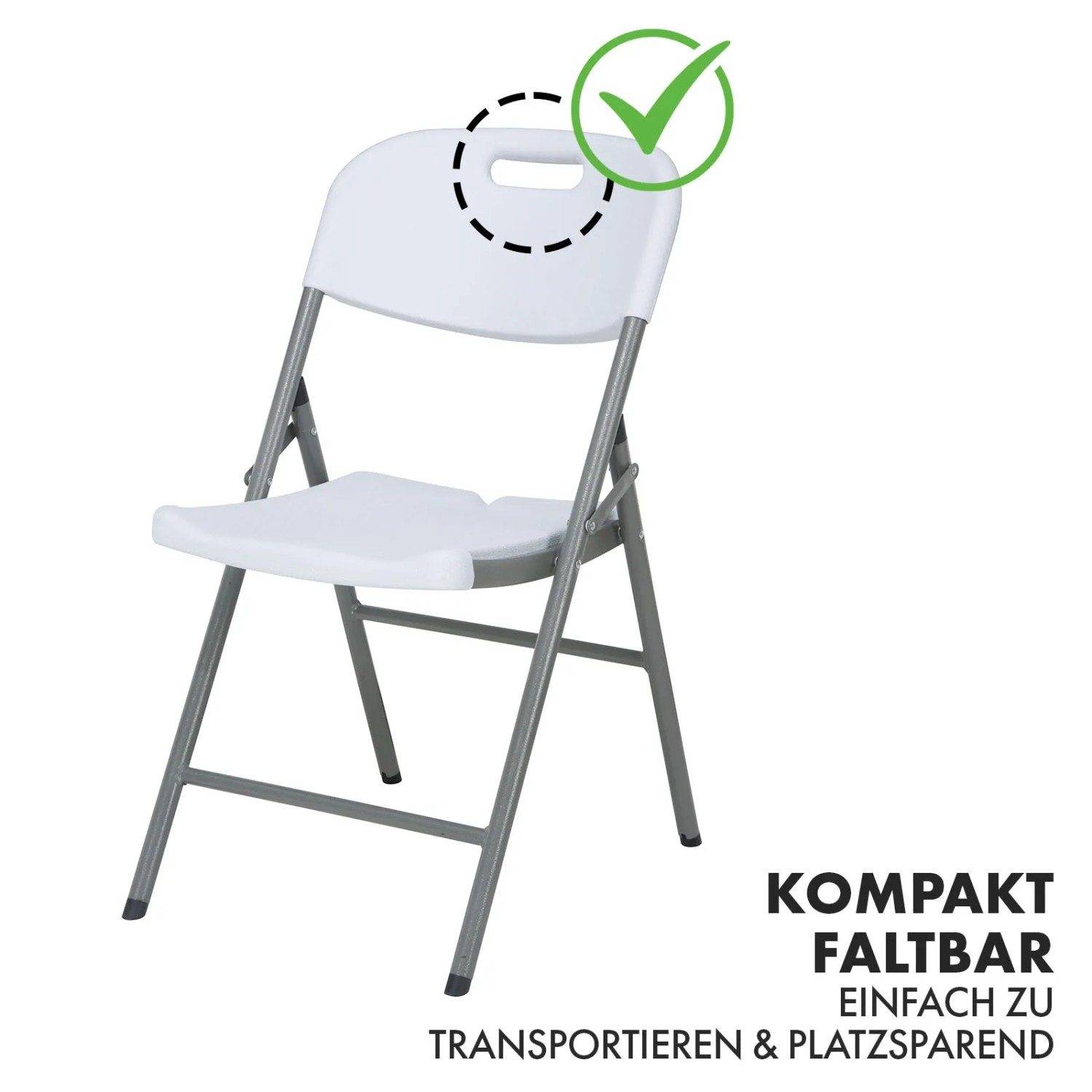 Weißer KARAT Klappstuhl Okinawa, 2er-Set Gartenstuhl mit Stahlgestell.