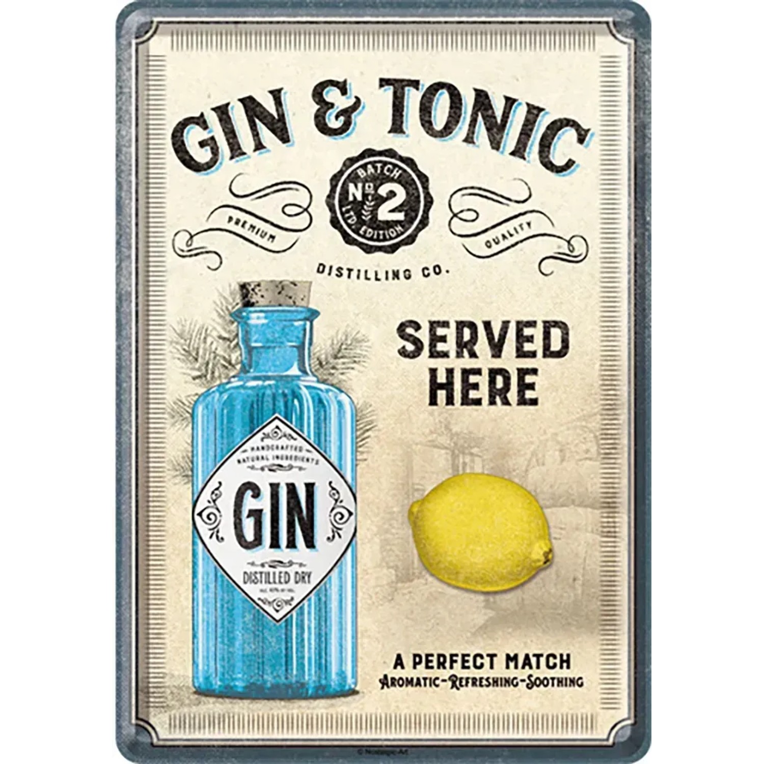Nostalgic-Art Blechpostkarte Gin & Tonic Served Here 10 cm x 14 cm