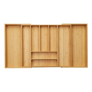 SOTECH ORGA-BOX UNIVERSAL Besteckkasten Aus Bambus Verstellbar Für Schrankbreite 700 - 900 mm Höhe 65 mm bis 9 Fächer