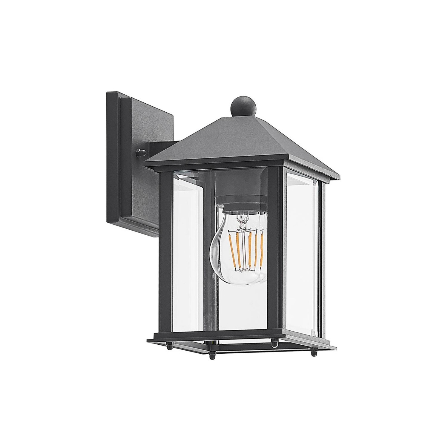 Lindby Wandleuchte Außen Giavanna 9932043 Modern in Schwarz aus Aluminium 1-flammig E27