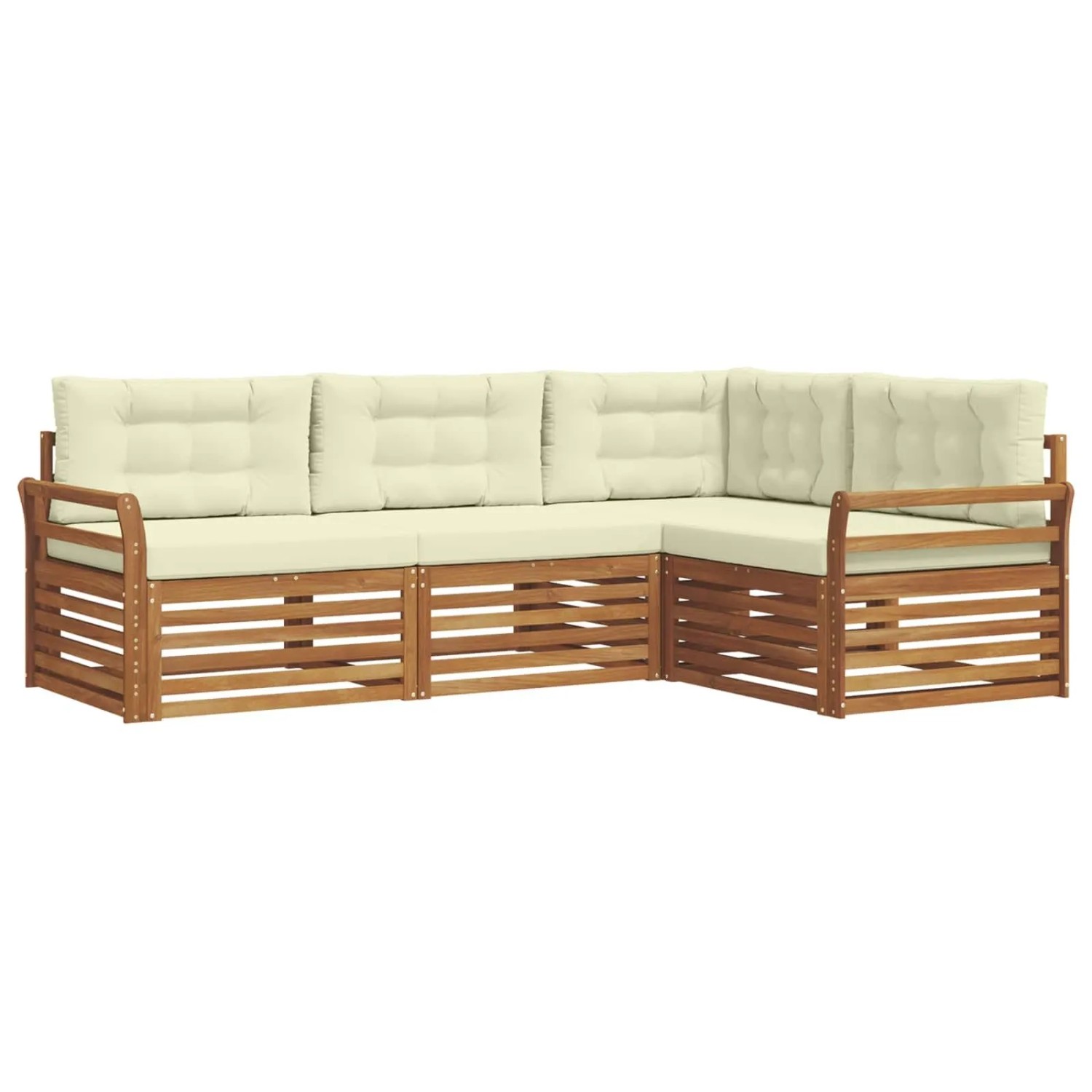 vidaXL Outdoor-Sofagarnitur mit Kissen 4-Tlg Natur und Creme 3373380