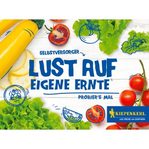 Kiepenkerl Selbstversorger-Set mit Tomaten, Zucchini und Salat für die eigene Ernte.