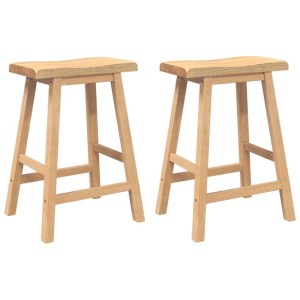 vidaXL Barhocker 2 Stk Natur Massivholz Gummibaum 4102544