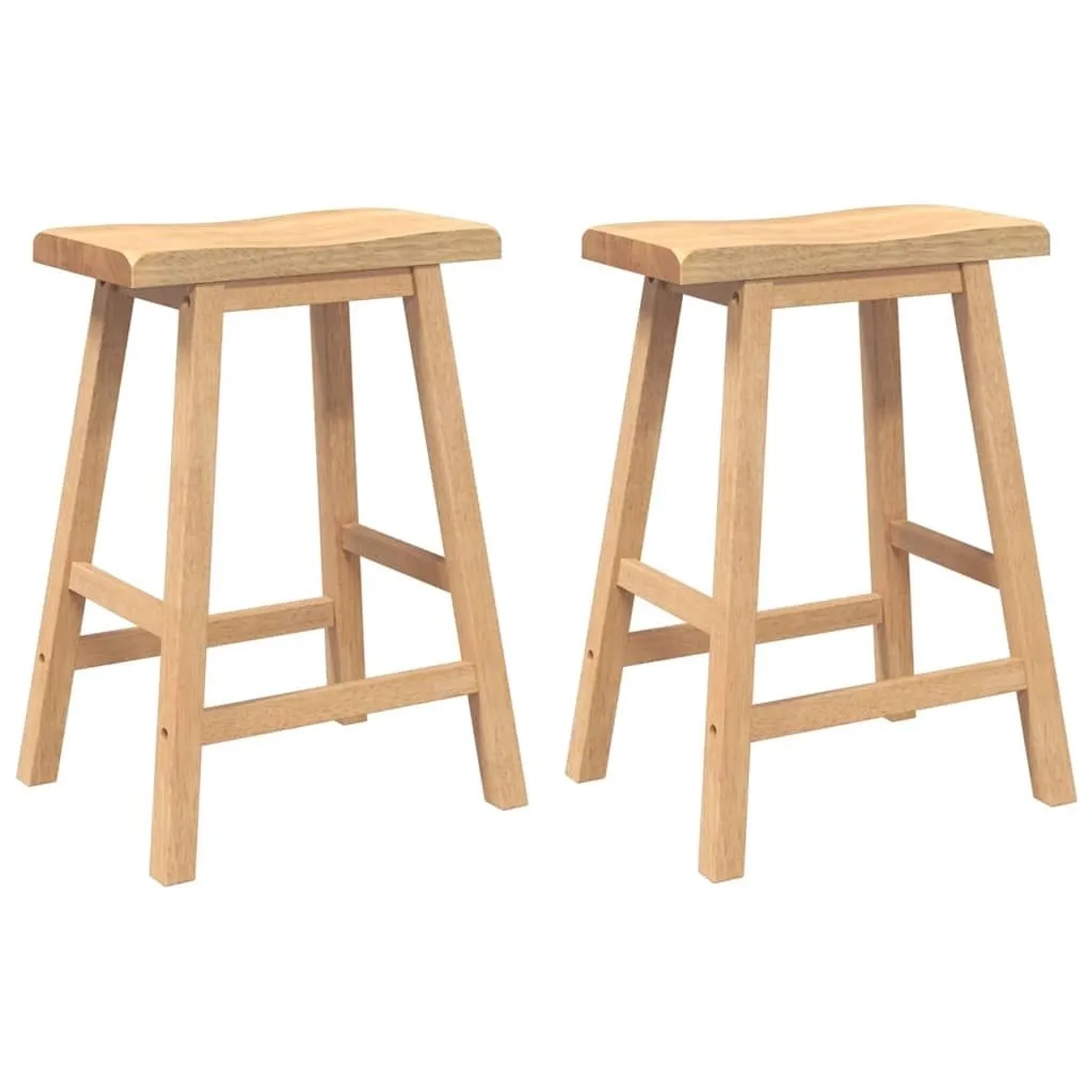 vidaXL Barhocker 2 Stk Natur Massivholz Gummibaum 4102544