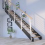 Moderne Treppe Kos mit 15 Eiche Stufen, Design-Geländer schwarz, für den Innenbereich.