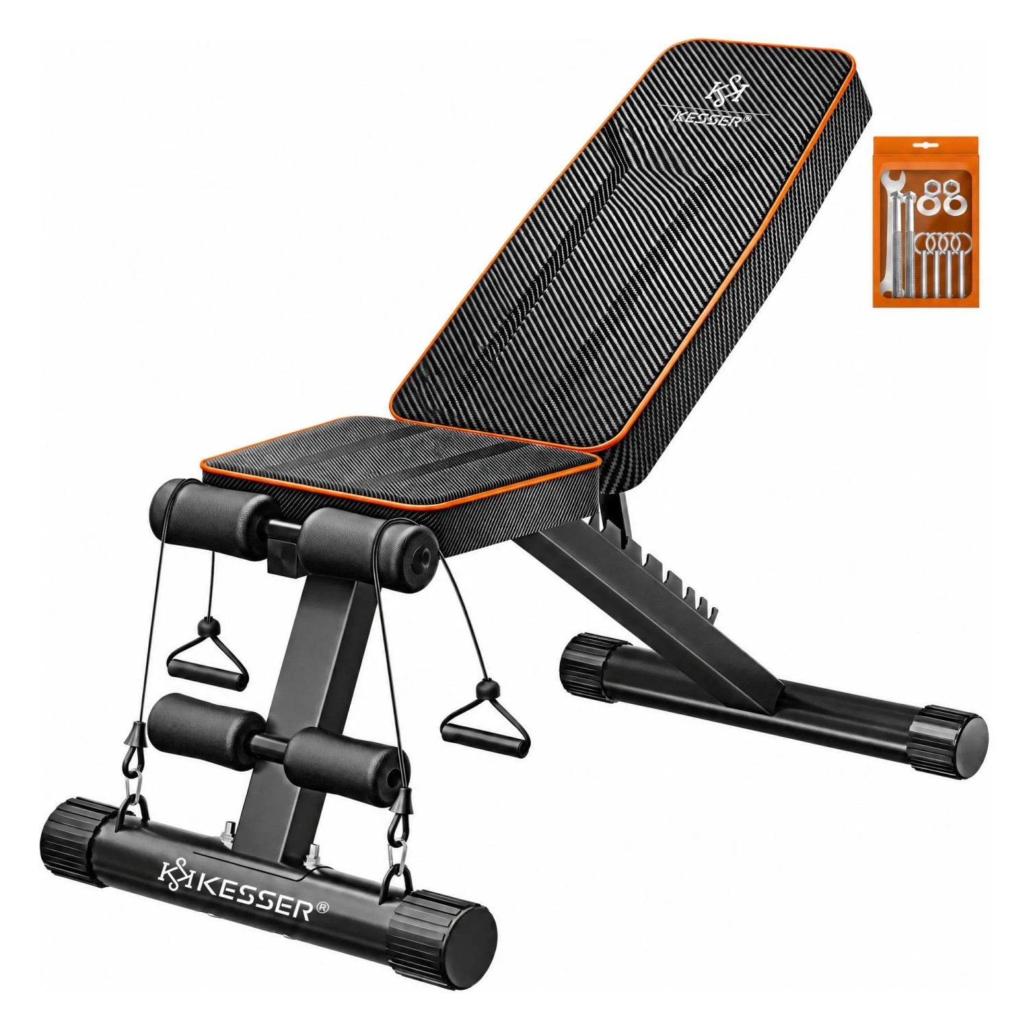 KESSER Hantelbank Klappbar Belastbarkeit Bis 500 kg Schwarz Orange
