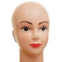 Weiblicher Mannequin-Kopf aus Polypropylen für Perücken, Schmuck und Accessoires. Geschminktes Gesicht, haarlos.