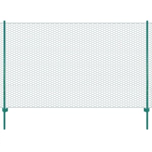 vidaXL Maschendrahtzaun mit Pfosten Stahl 25 x 2 m Grün 144617