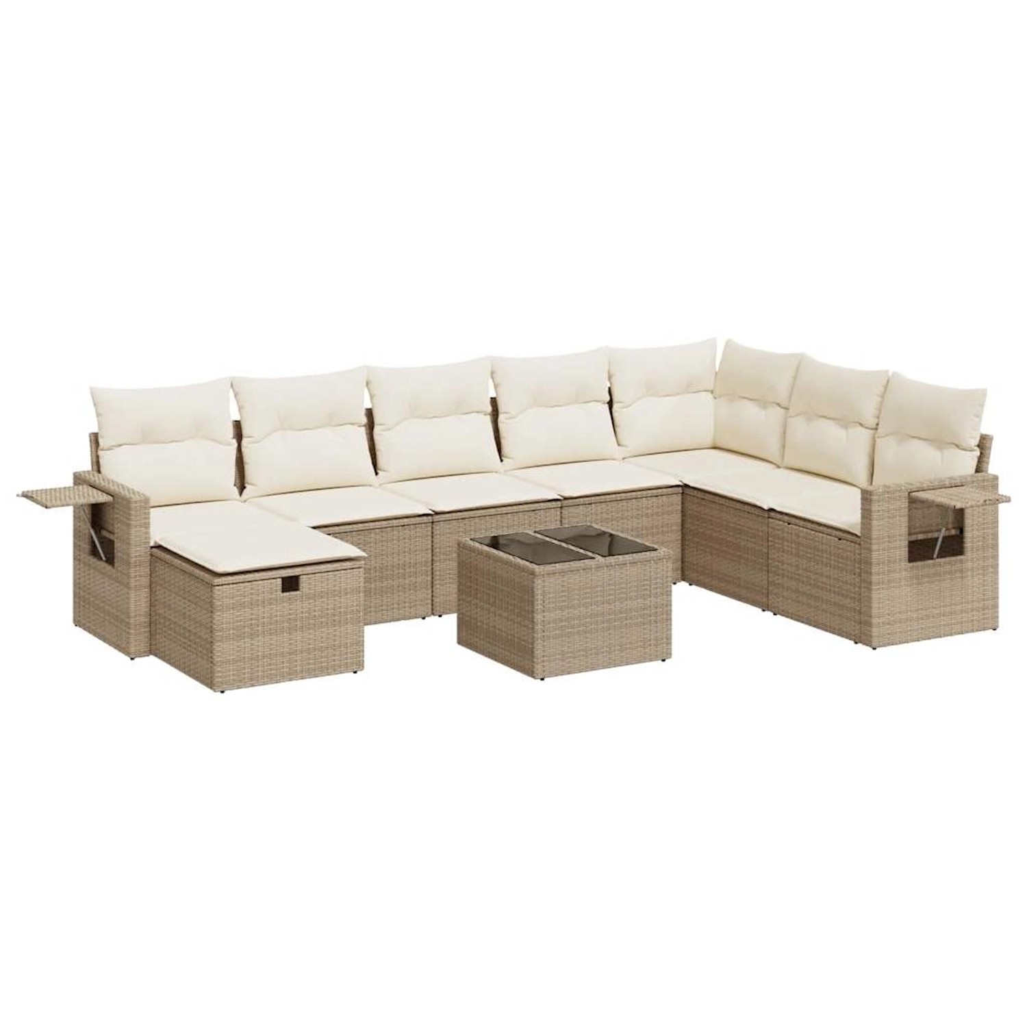 vidaXL 9-Tlg Garten-Sofagarnitur mit Kissen Beige Poly Rattan 3325544 günstig online kaufen