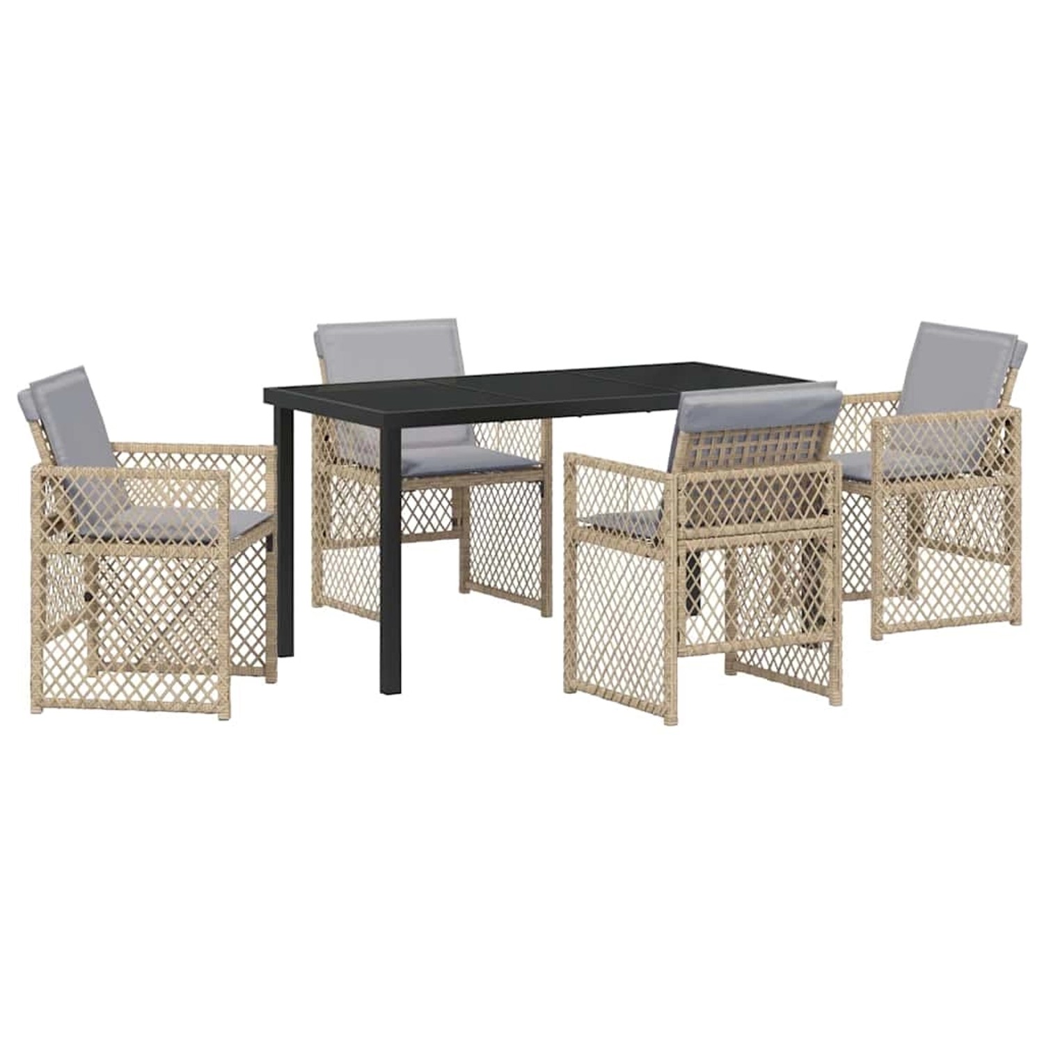 vidaXL Garten Essgruppe 5-Tlg Beige Poly Rattan 3380642 günstig online kaufen