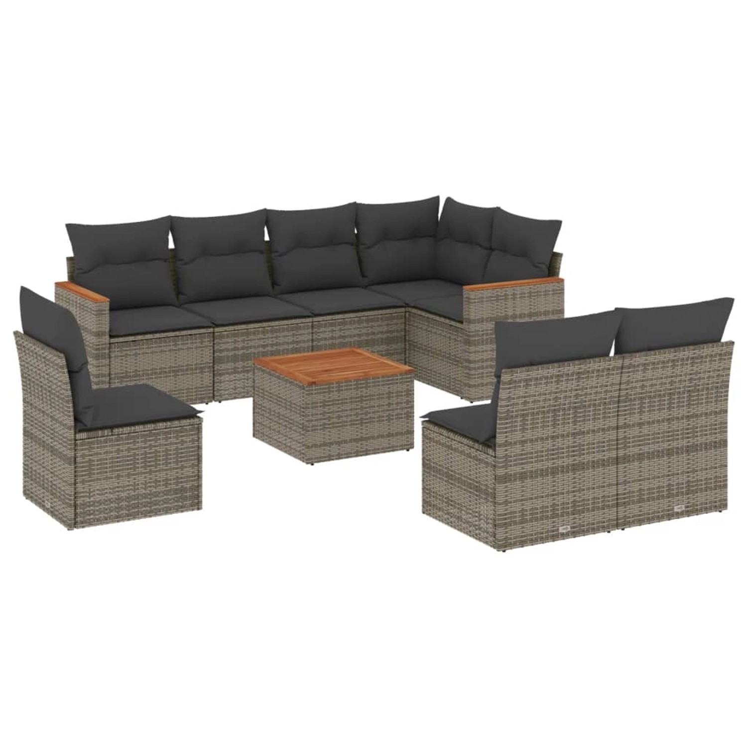 vidaXL 9-Tlg Garten-Sofagarnitur mit Kissen Grau Poly Rattan 3226053 günstig online kaufen