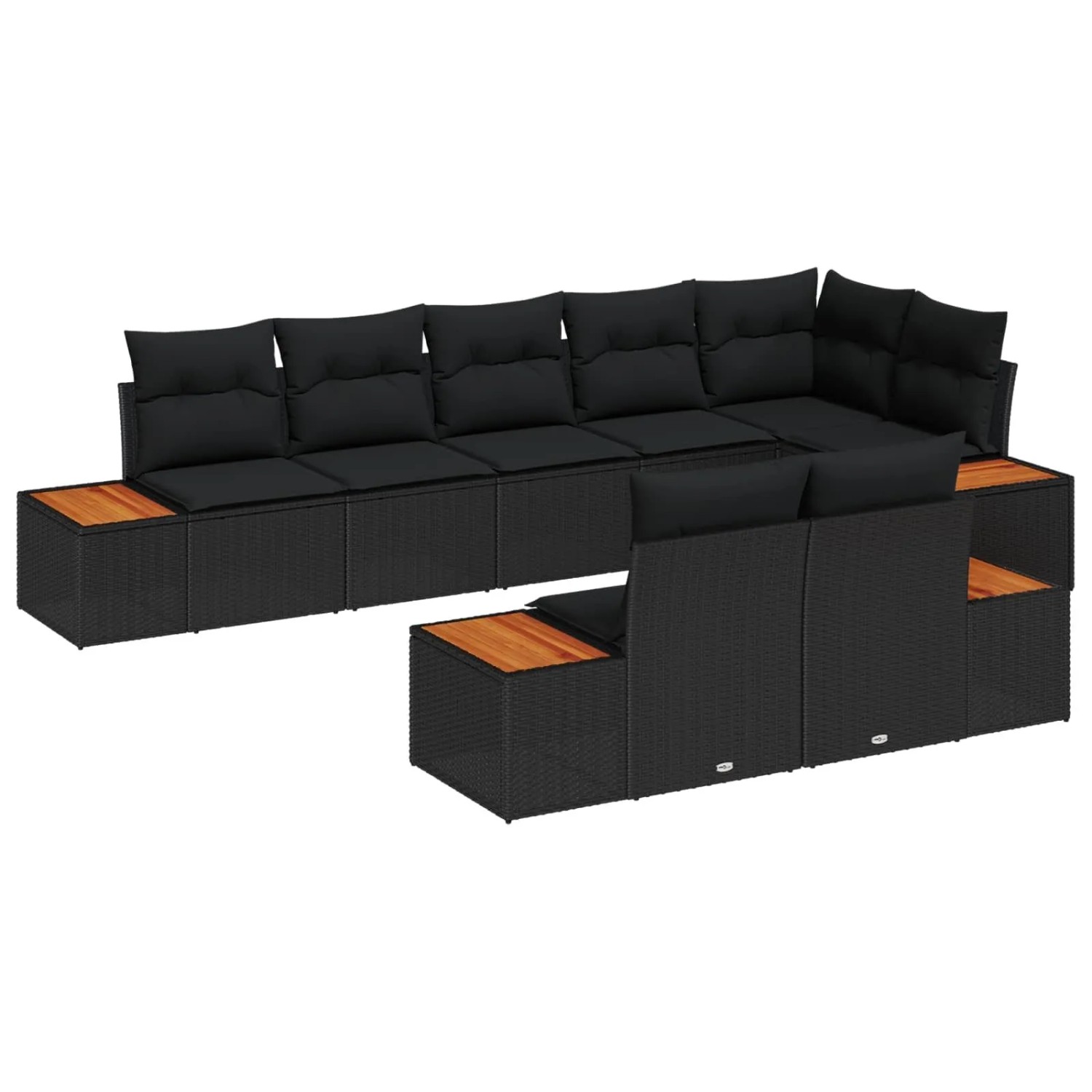 vidaXL Gartensofa-Set mit Kissen mit Speicher 8 Stk Schwarz Polyrattan 3356 günstig online kaufen