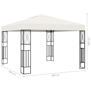 Cremefarbener vidaXL Pavillon 3x3 m mit LED-Lichterkette für Garten & Terrasse.