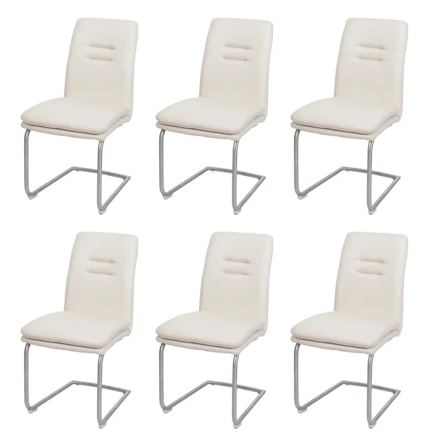 MCW Esszimmerstuhl H70 6er-Set Freischwinger Creme-Beige