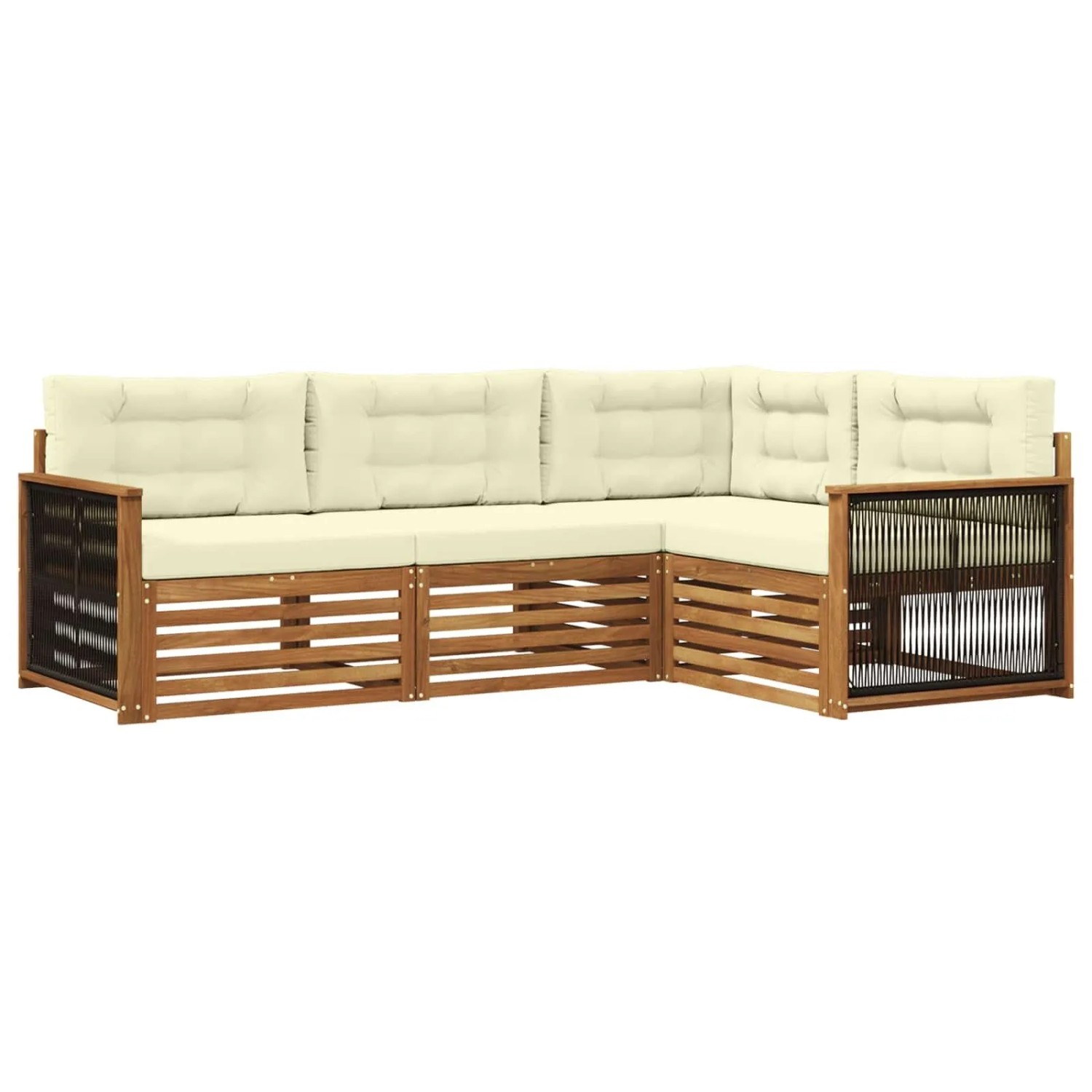 vidaXL Outdoor-Sofagarnitur mit Kissen 4 Stk Natur und Creme 3383293
