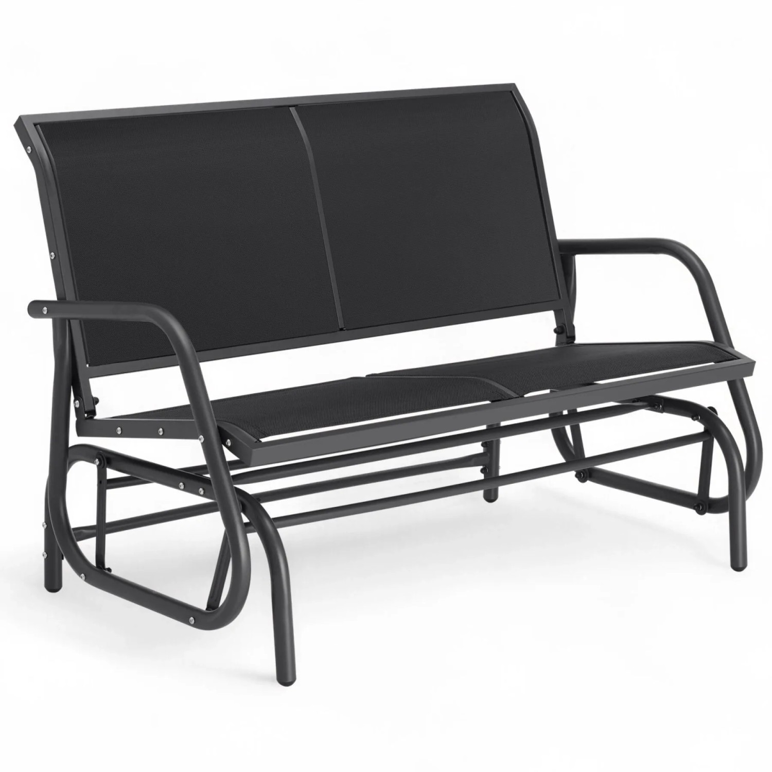Tectake Schaukelbank Greta 2 Sitzer Atmungsaktives Kunststoffgewebe  121 x 72 x 86 50 cm Schwarz
