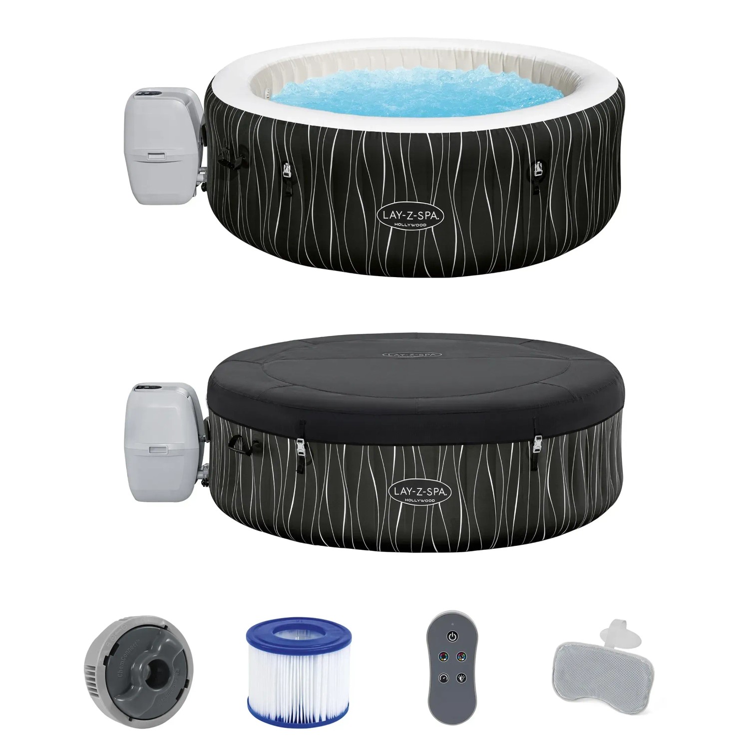 Bestway Lay-Z-Spa Hollywood AirJet, aufblasbarer Whirlpool mit Zubehör, Ø 196 cm.