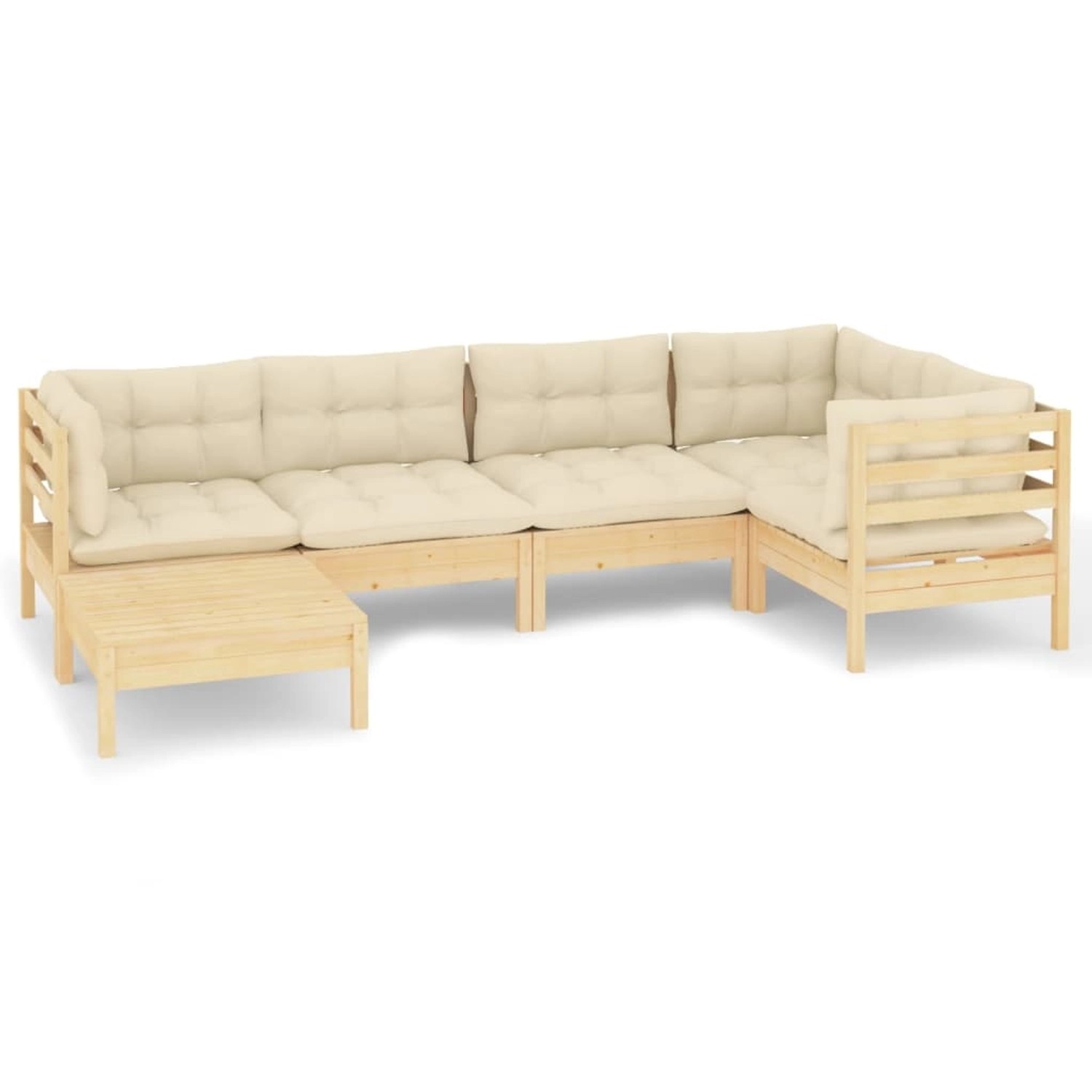 vidaXL 6-tlg Garten-Lounge-Set mit Creme Kissen Massivholz Kiefer Modell 5