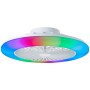 Weiße LED-Deckenleuchte Salerno mit Ventilator und RGB-Licht, Ø 48,5 cm.