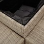 Detailansicht: Hellgraues Gartensofa in L-Form aus Poly Rattan mit wasserfestem Stauraum.