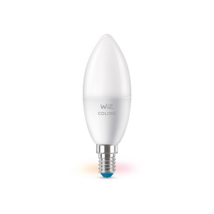 WiZ LED E14 Smart Leuchtmittel in Glühlampenform, 4,9W, 806lm, Weiß, 2er-Pack.