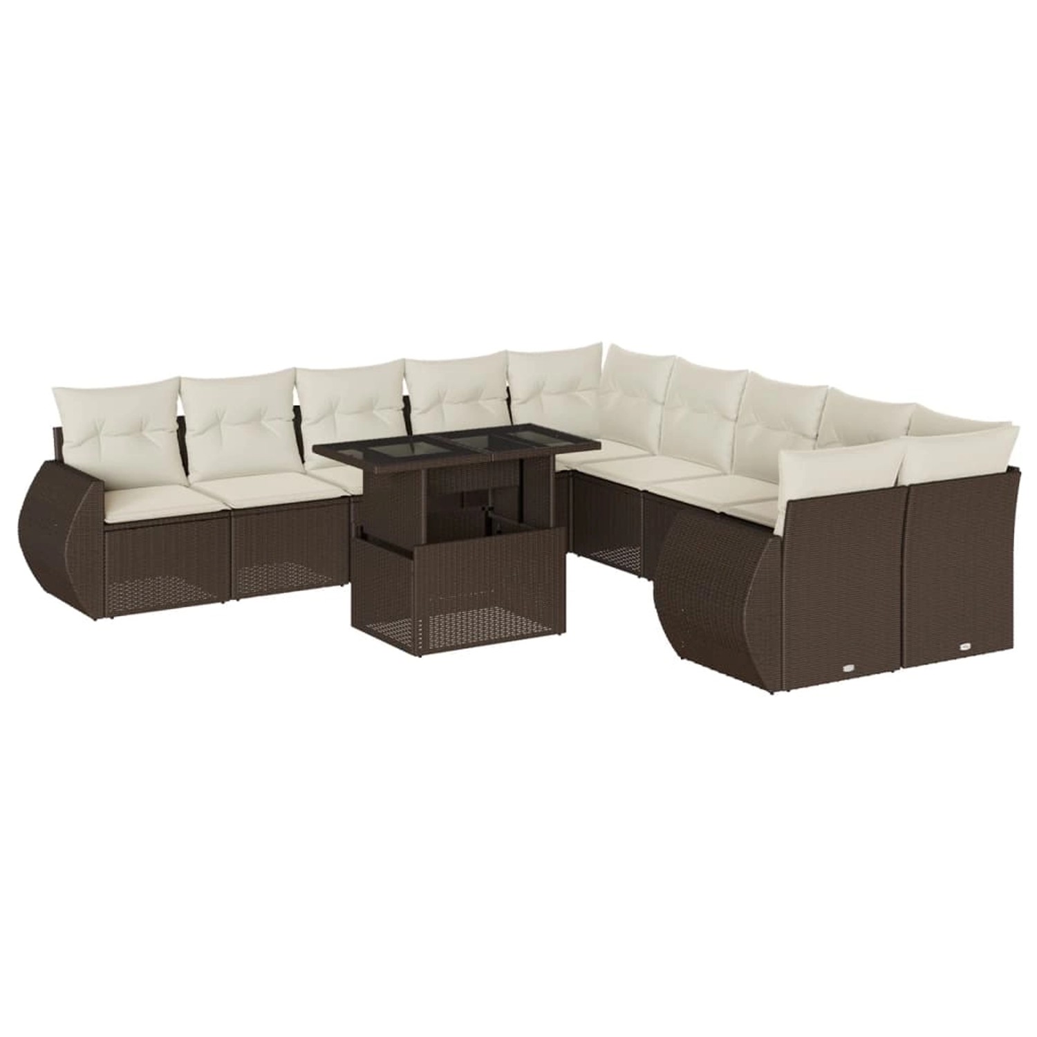 vidaXL 11-Tlg Garten-Sofagarnitur mit Kissen Braun Poly Rattan 3268803 günstig online kaufen