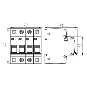 Kanlux Sicherung Leitungsschutzschalter 4P KMB6-C2/4, Auslösecharakteristik C