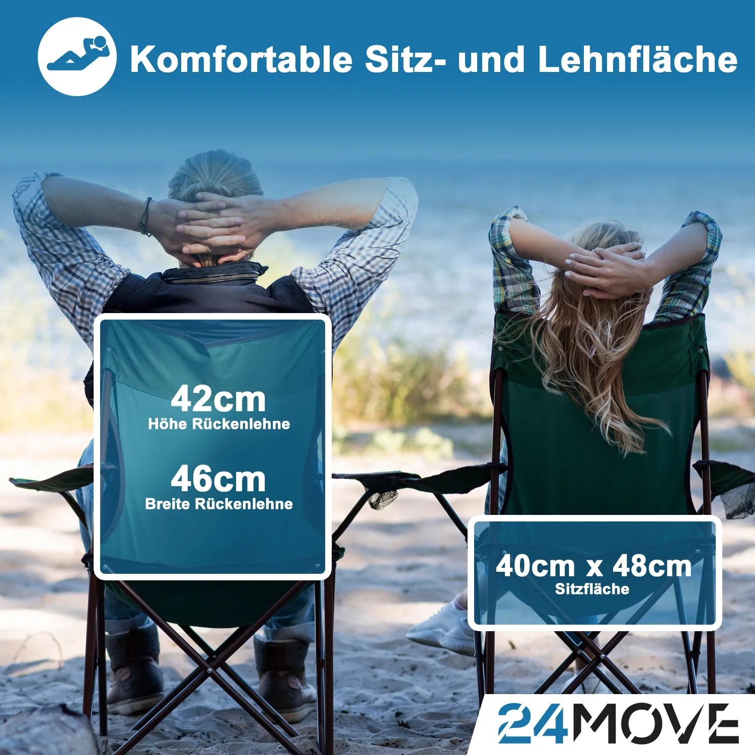Outsunny Faltstuhl 2 Sitzer faltbar Campingstuhl mit Getränkehalter Tragetasche Outdoor Klappstuhl bis 250kg belastbar robust leicht gepolstert Angelstuhl Gartenstuhl für Garten Camping Strand
