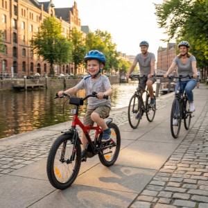 PROMETHEUS BIKES Kinderfahrrad 18 Zoll ab 5 und 6 Jahre mit Stützrädern und Rücktrittbremse Rot
